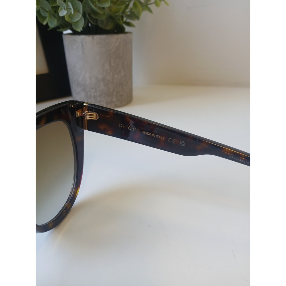 Gucci GG0460S Cat Eye Sunglasses Tortoise Shell Web Stripe Made in Italy 53mm - Picture 3 of 8